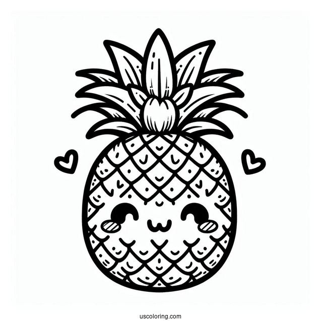 Kawaii Pineapple Coloring Page