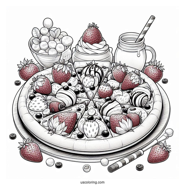 Dessert Pizza With Strawberries And Chocolate