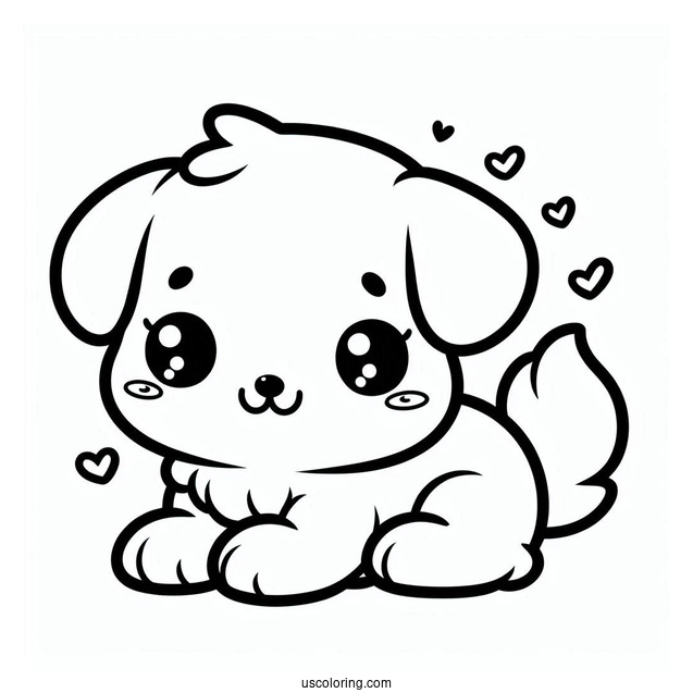 Kawaii Puppy Coloring Page For Kids