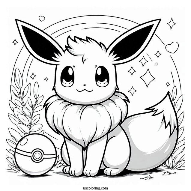 Eevee Standing Under PokeBall