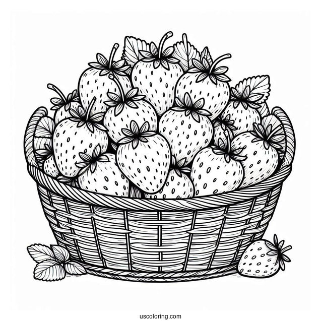 Basket Full Of Strawberries Coloring Page