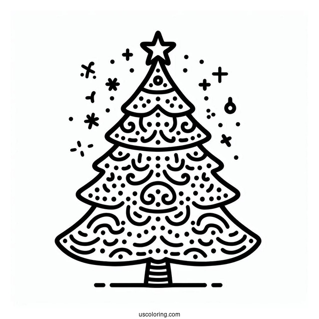 Easy Outline Of Christmas Tree Template For Preschoolers