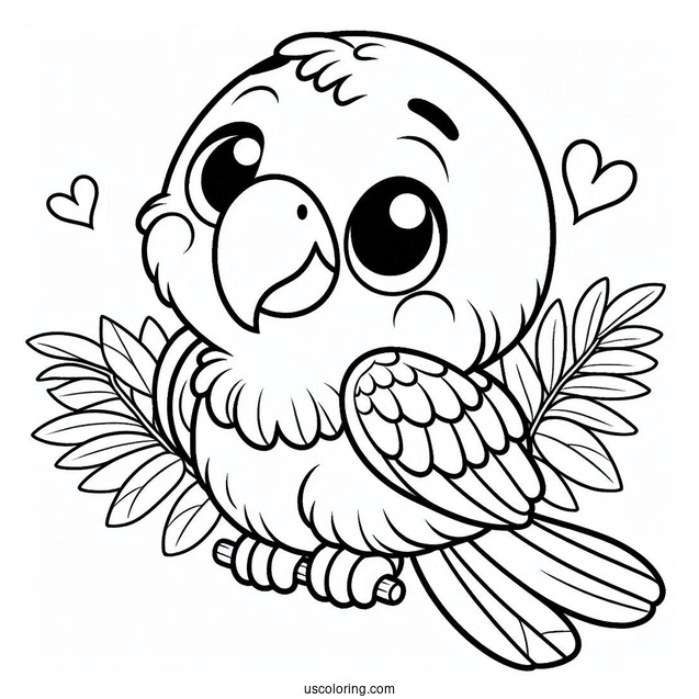Coloring Sheet Of Cute Parrot For Preschoolers