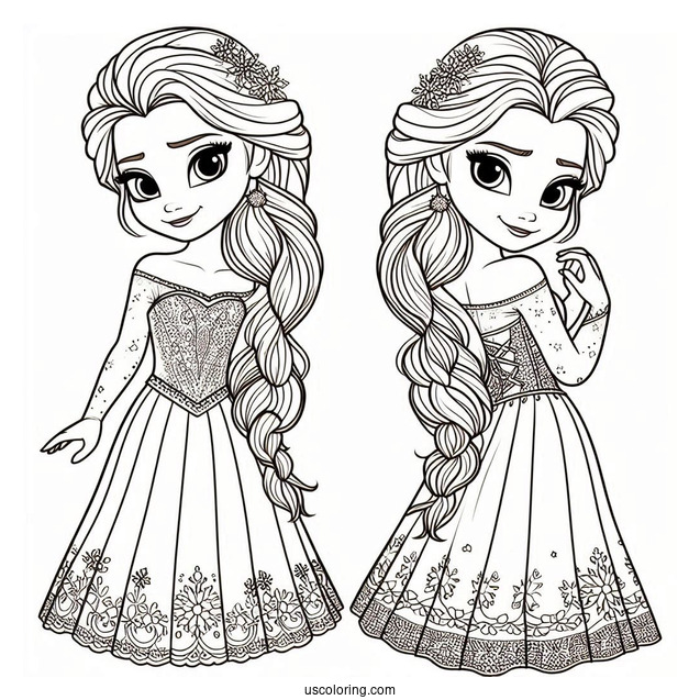 Easy Elsa Coloring Page For Kids