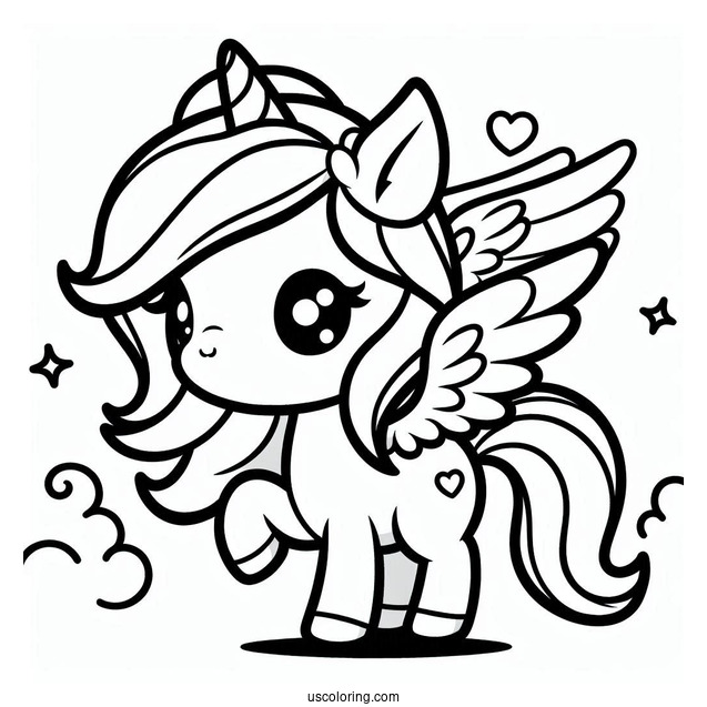Chibi Pegasus Coloring Page For Preschoolers