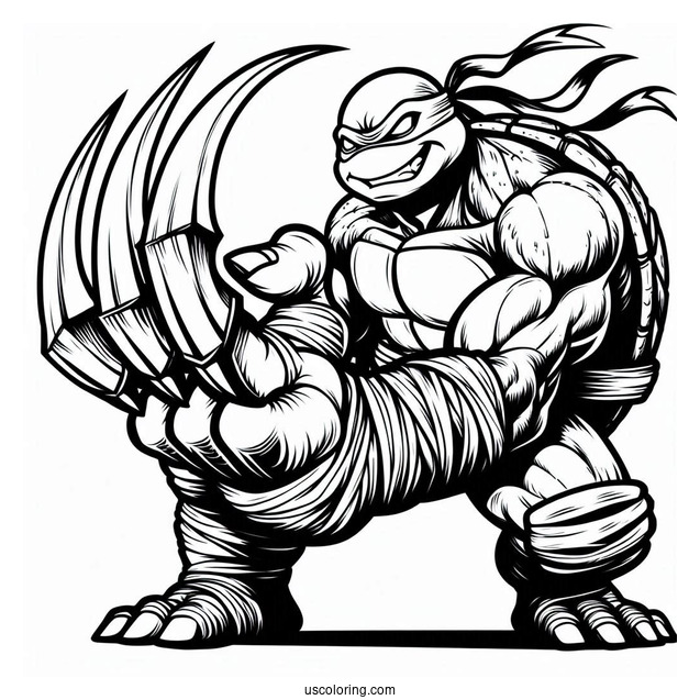 Ninja Turtles Coloring Page Of Tiger Claw Attacking
