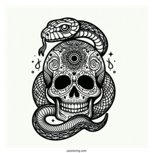 Skull And Snake Coloring Page