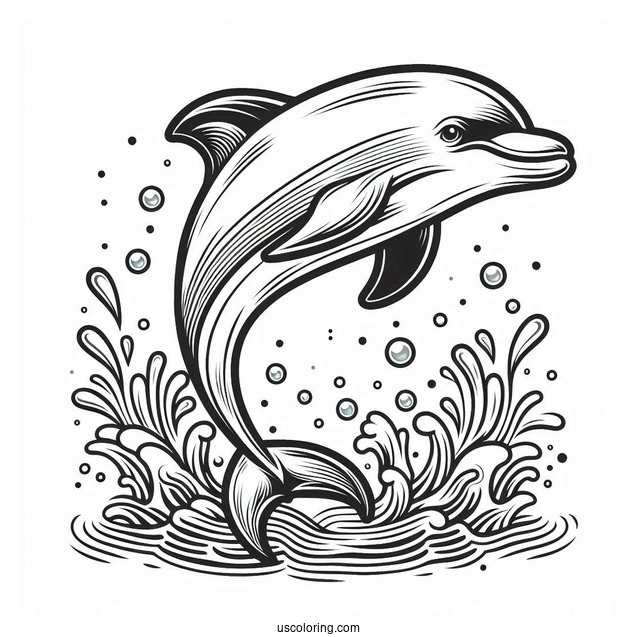 Dolphin Leaping Out Of Water To Color