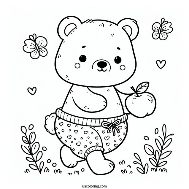 Simple Baby Bear Coloring Page WalkingFor Kids