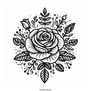 Floral Rose Design To Color