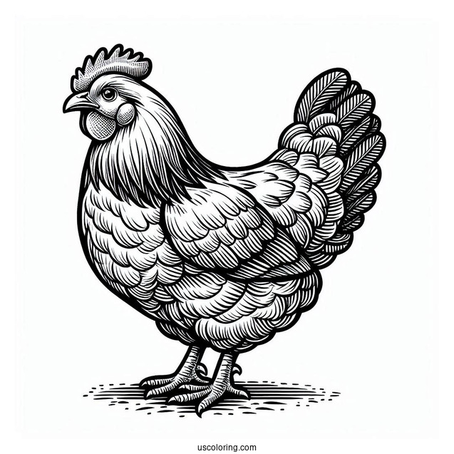 Rhode Island Red Chicken Coloring Page
