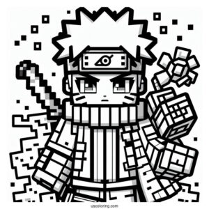 Minecraft Naruto Coloring Page For Kids