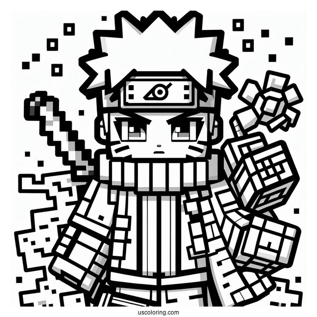 Minecraft Naruto Coloring Page For Kids