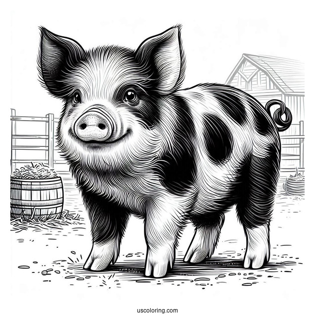 Bentheim Black Pied Pig On Farm