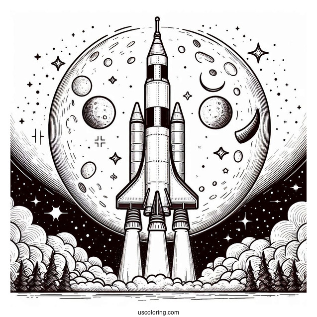 Saturn V Nasa Moon Rocket Coloring Sheet