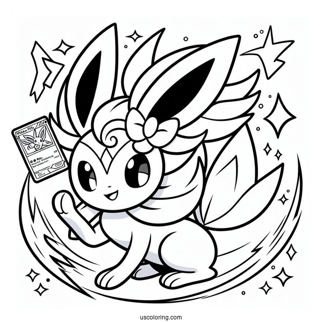 Sylveon Coloring Page Of Wonder Flash Pokemon Card