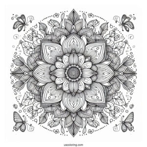 Intricate Spring Flower Mandala With Words At The Center