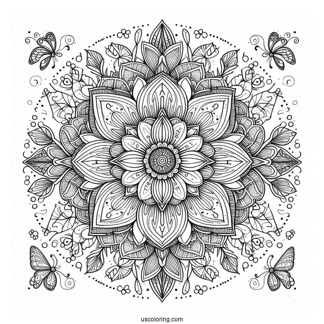 Intricate Spring Flower Mandala With Words At The Center