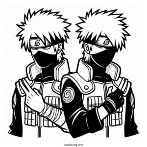 Easy Kakashi Coloring Page And Naruto Outline For Kids