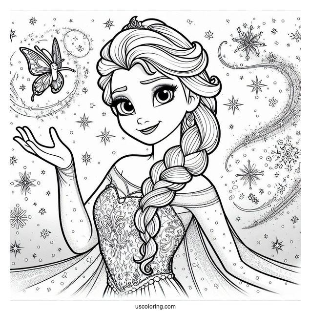 Detailed Magical Elsa Coloring Sheet