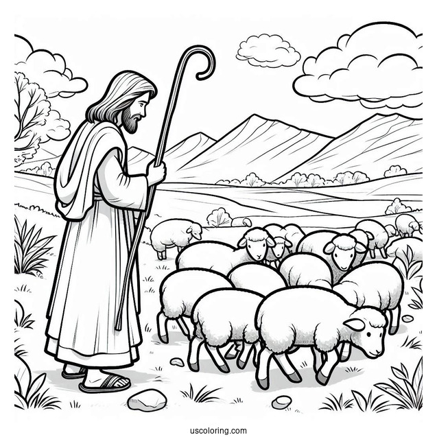 Jesus Coloring Page Finding The Missing Lamb For Kids