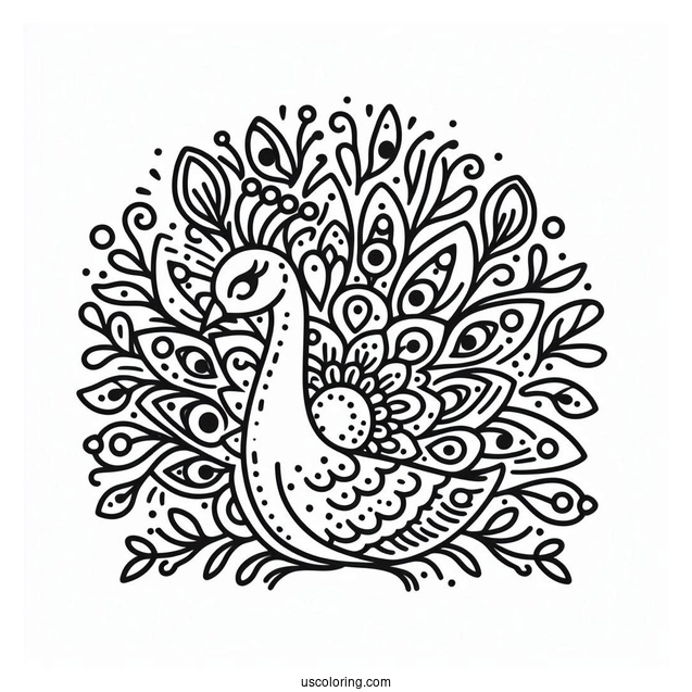 Simple Peacock Coloring Picture For Kids