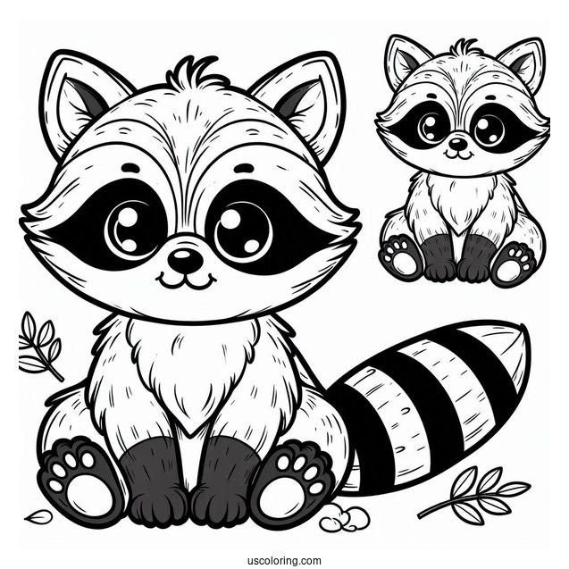 Cute Baby Raccoon Coloring Page For Preschoolers