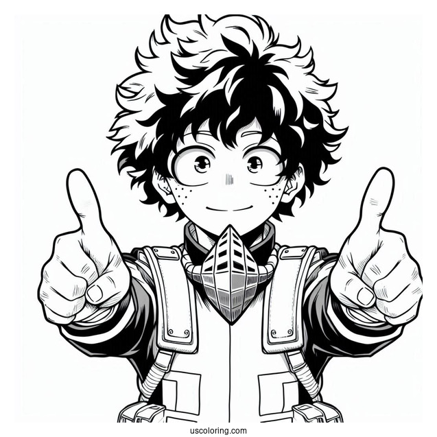 Deku Coloring Page Izuku Midoriya With His Hand Out