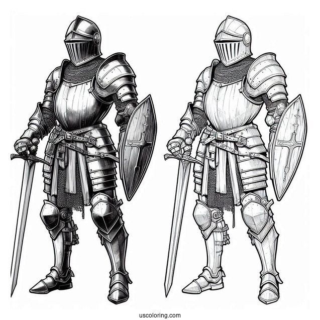 Realistic Knight In Full Armor Coloring Page