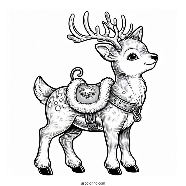 Realistic Looking Reindeer Wearing a Christmas Saddle