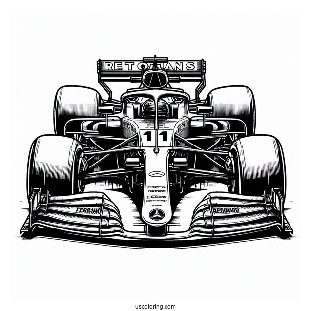 Mercedes W14 F1 Coloring Page Race Car