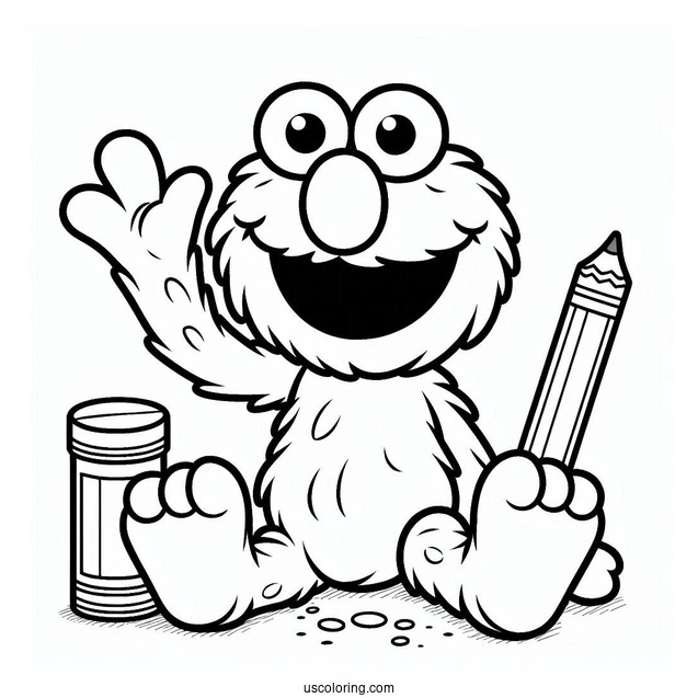 Smiling Elmo Coloring Picture For Preschoolers