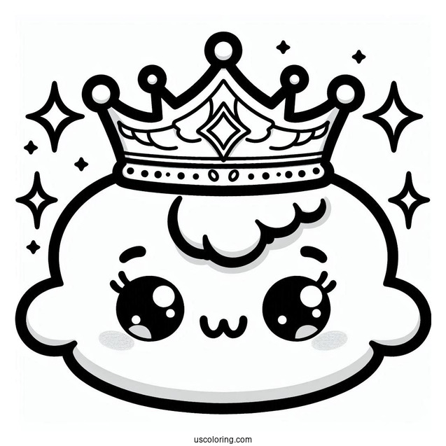 Kawaii Crown Coloring Page For Kids