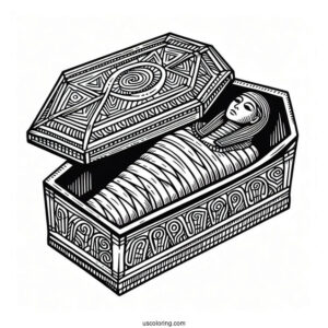 Mummy Coloring Page Of Simple Open Egyptian Coffin