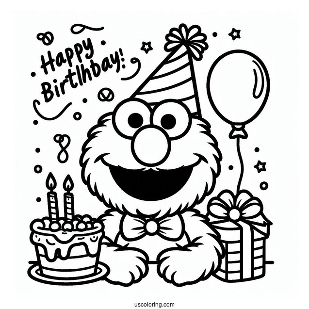 Happy Birthday Elmo Coloring Sheet