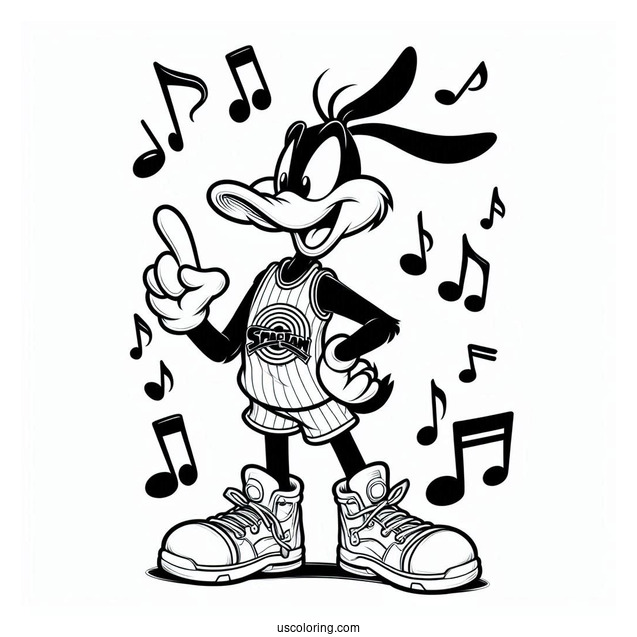 Daffy Duck Wearing Tune Squad Jersey