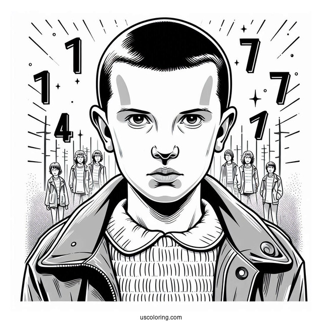Coloring Sheet Of Eleven From Stranger Things