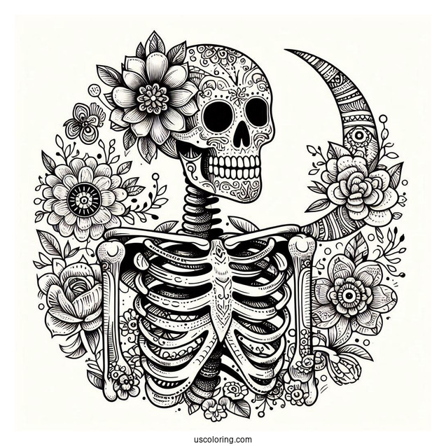 Realistic Adult Skeleton Coloring Page