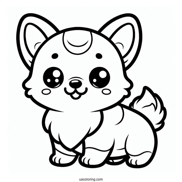 Kawaii Corgi Outline For Preschoolers