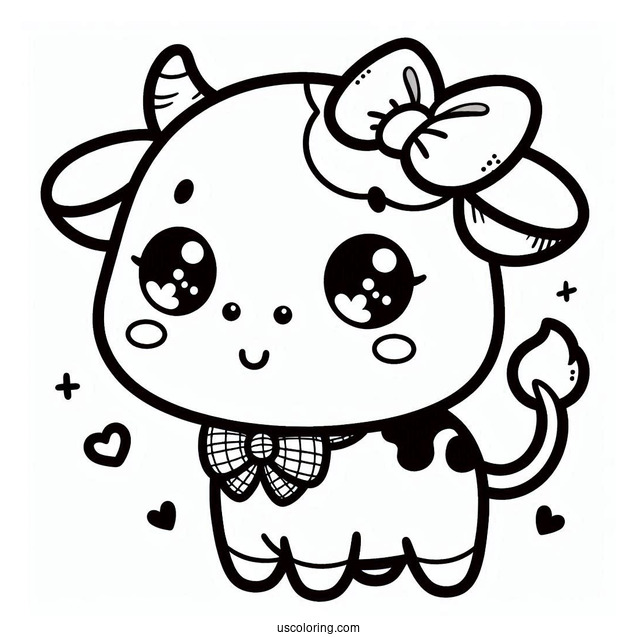 Cute Kawaii Cow Coloring For Preschoolers