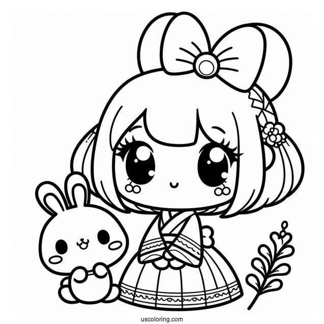 Sweet Pochacco And Pochamii Coloring Page For Kids
