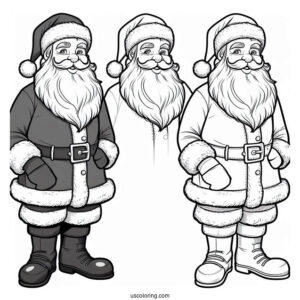 Father Christmas In Complete Suit To Color For Kids