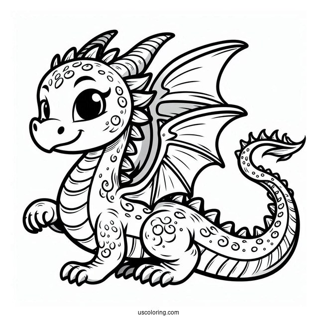 Easy To Color Dragon For Toddlers