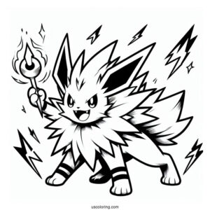 Jolteon Coloring Page In Battle Mode