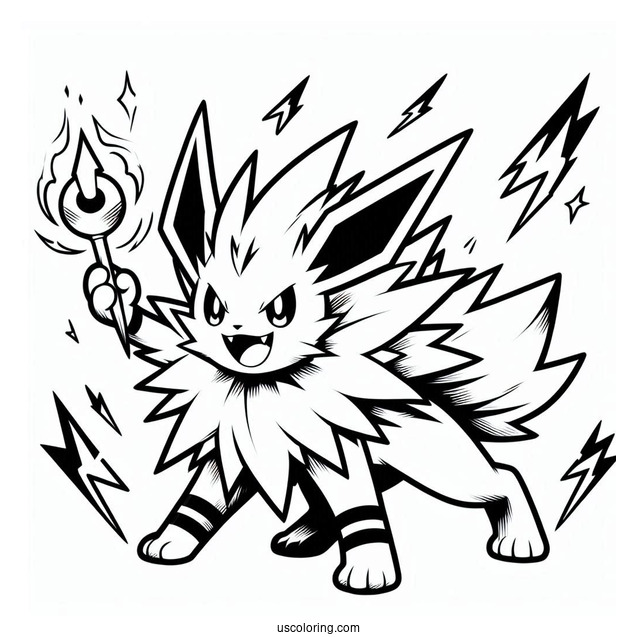 Jolteon Coloring Page In Battle Mode