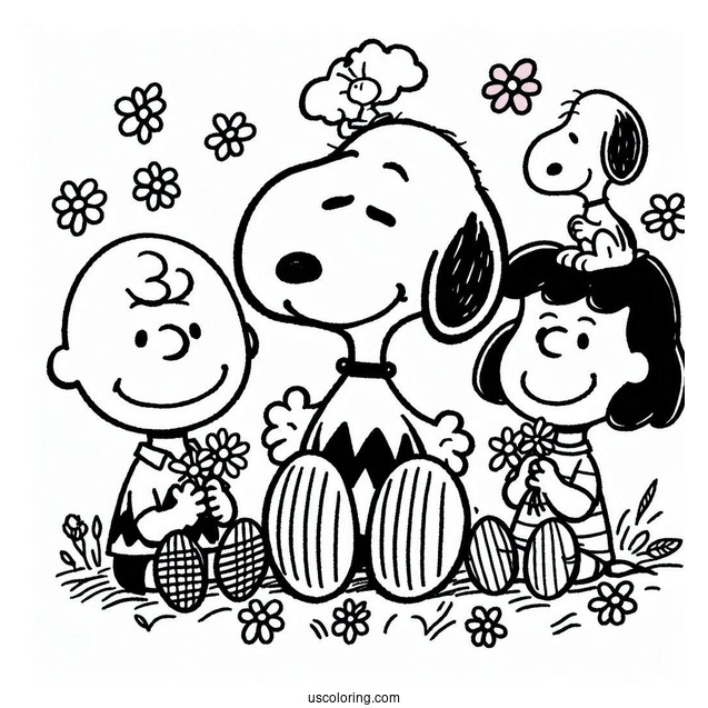 Coloring Page Of Snoopy, Charlie Brown And Snoopy