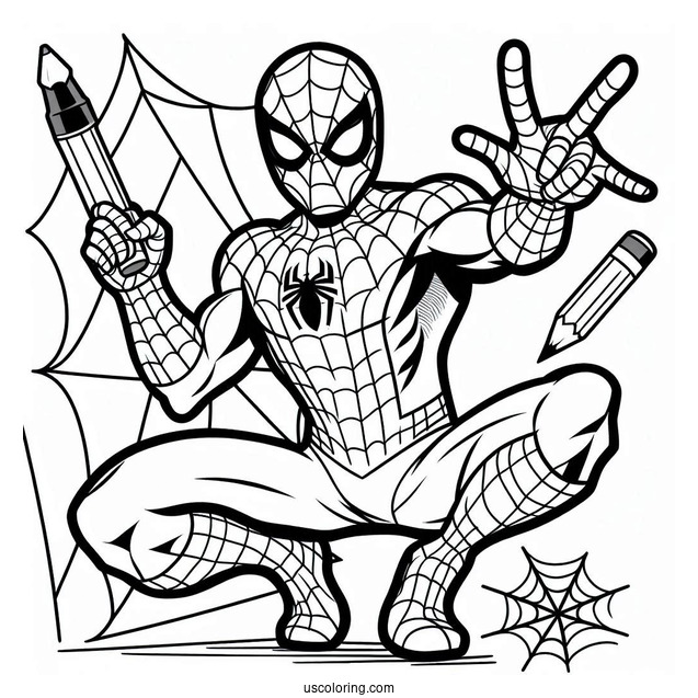 Easy Cartoon Spider-Man Coloring Sheet For Kids