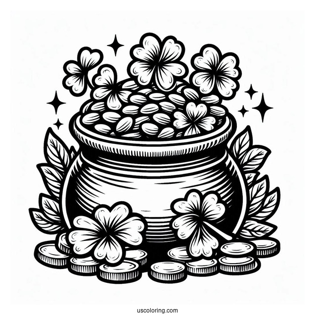 Coloring Sheet Of St Patrick_s Pot Of Gold