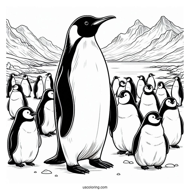 Colony Of Emperor Penguin Coloring