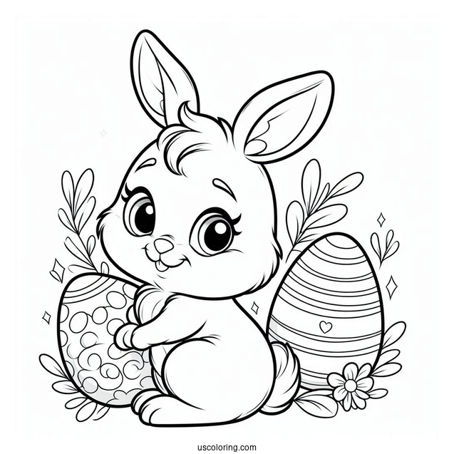 Disney Easter Bunny Coloring Page Outline With Eggs
